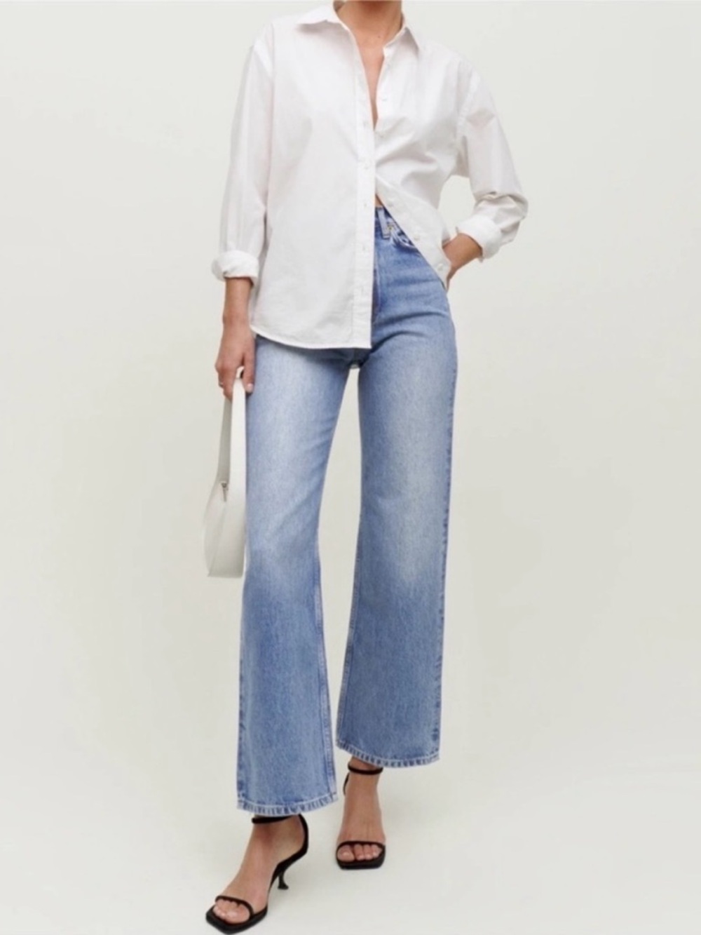 NWT Reformation Wilder High Rise Wide Leg Cropped Jeans Dillon Wash Size 29